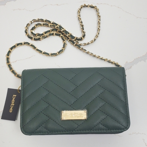 bebe Handbags - Bebe NWT Sophia Small Crossbody Bag Dark Green